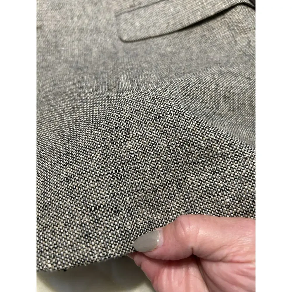 Meeting Street Mens 42L 100% Silk‎ Blazer Gray Tan Tweed Sports Coat Work Jacket